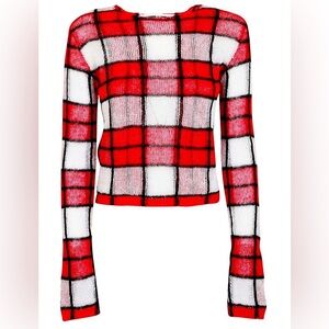 McQ Red Sheer Check Jumper